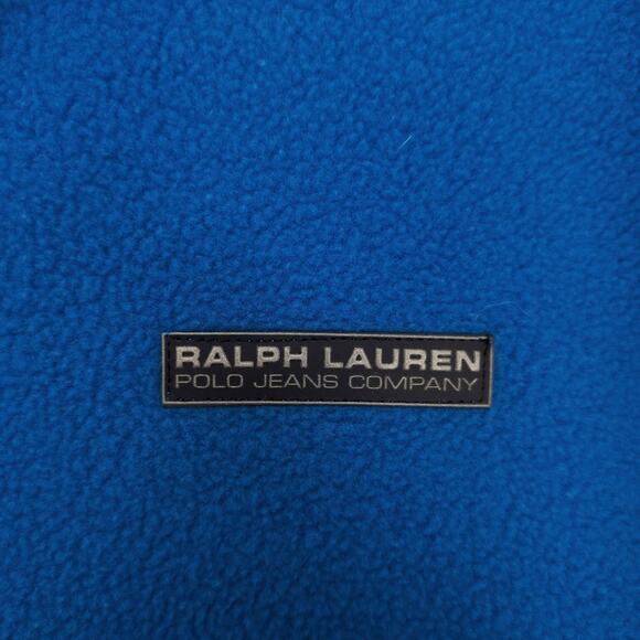 Vtg 90s Polo Jeans Ralph Lauren Men's S Blue 1/4 Zip Fleece Pullover Jacket USA - Picture 5 of 6